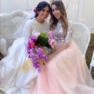 Tulle Lace Bridesmaid 3/4 sleeve gown